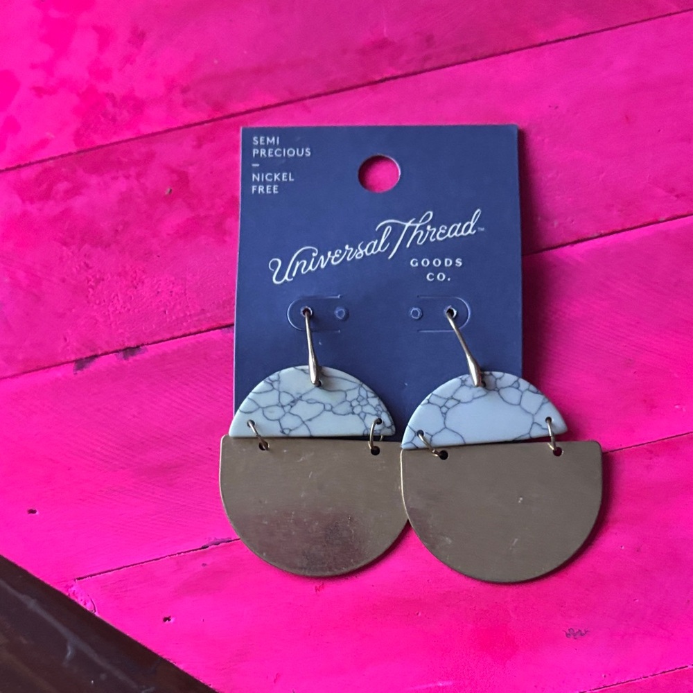 Universal Thread Gold and White Earrings
